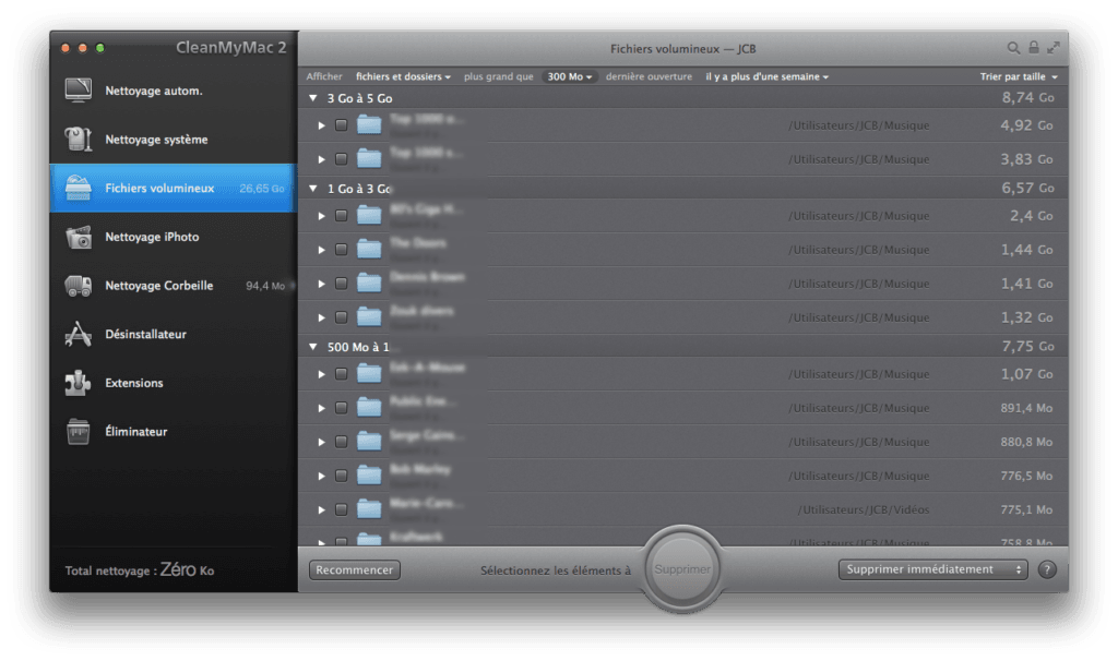 Nettoyage disque dur Mac fichiers volumineux